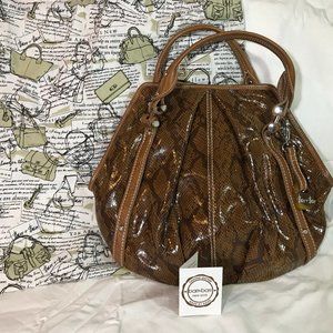 Barr and Barr Leather Snakeskin Hobo Handbag